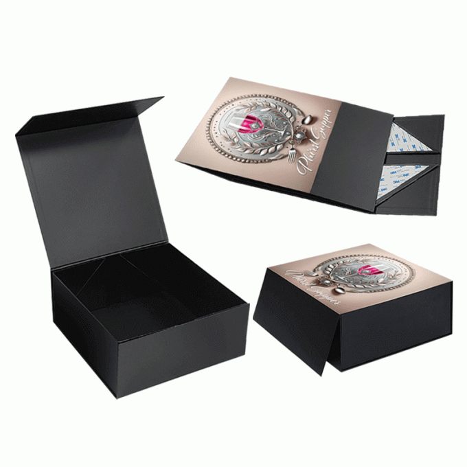 Luxury Paper Flip Top Cardboard Box Black Custom Magnetic Box Packaging