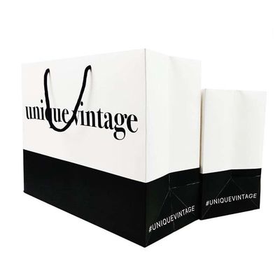 Custom Logo Clothing Shopping Gift Packaging Paper Bag with Drawstring and UV Coating