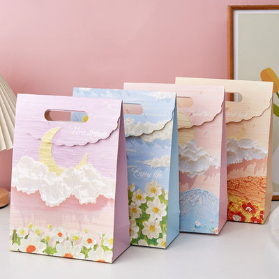 Customized Kraft Personalized pink Small Packaging Paper Bag Hand-held Art Gift Paper Packaging Bag