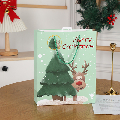 Eco-Friendly Green Paper Bags Recycled Christmas Paper Bags  Sustainable Holiday Gift Packaging Solutions