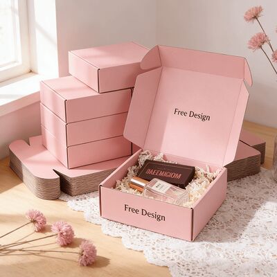 Wholesale Custom Personalized Printed Pink Corrugated Cardboard Packaging Boxes Postal Mailer Shipping Box