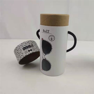 Round Craft Paper Cylinder Packaging Recyclable Cardboard Tube Gift Box With Handle