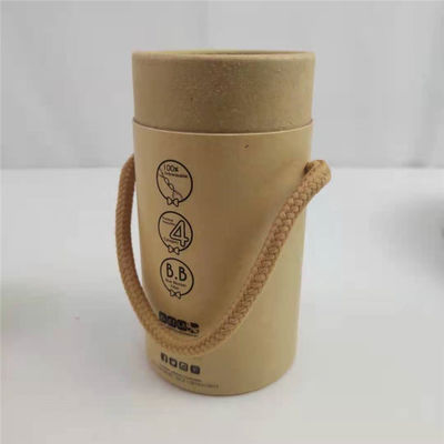 Round Craft Paper Cylinder Packaging Recyclable Cardboard Tube Gift Box With Handle
