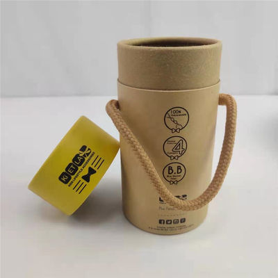 Round Craft Paper Cylinder Packaging Recyclable Cardboard Tube Gift Box With Handle