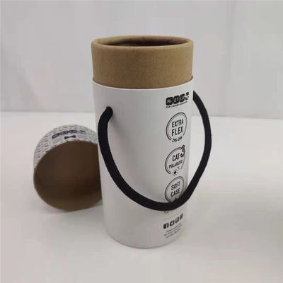 Round Craft Paper Cylinder Packaging Recyclable Cardboard Tube Gift Box With Handle