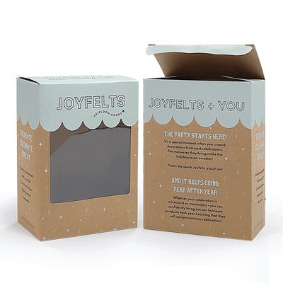 Brown Kraft Paper Tuck End Box Packaging With Clear PVC Window Folders