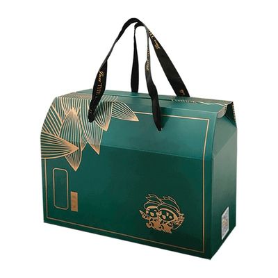 Reusable Cardboard Food Packaging Box Takeaway Kraft Gable Boxes With Handle