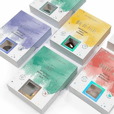 Custom Rigid Gift Box for Crystal Glass Accessory Holographic Effect and Window on Lid