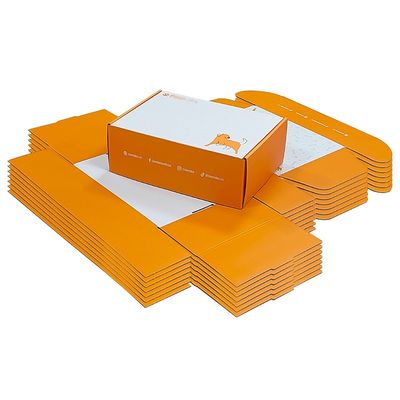 Orange Pet Food Paper Mailer Box Packaging Eco Friendly Dog Box Type Folders