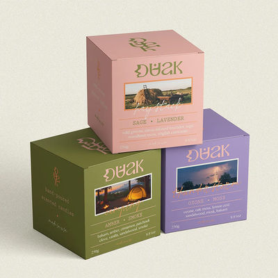 Coated Paper Custom Scented Candle Jar Packaging Folding Paper Reverse Printed Tuck Box