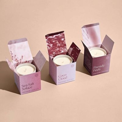 Coated Paper Custom Scented Candle Jar Packaging Folding Paper Reverse Printed Tuck Box
