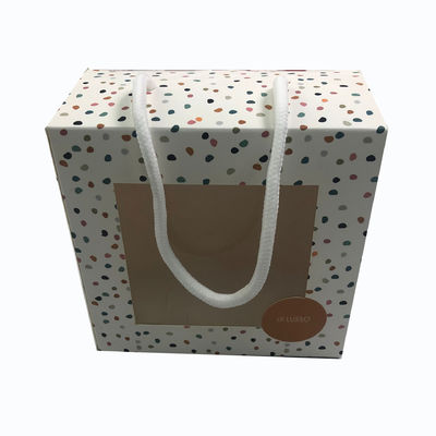 350 Gram Coated Paper Reverse Tuck Folding Collapsible Window Wallet Packaging Box with Rope Handle