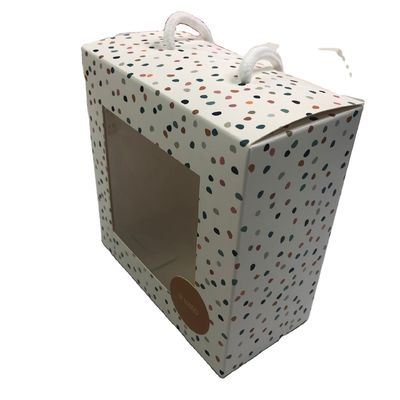350 Gram Coated Paper Reverse Tuck Folding Collapsible Window Wallet Packaging Box with Rope Handle