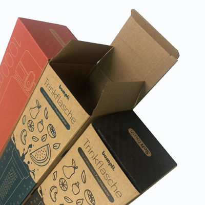 Custom Tuck Top Boxes Uncoated Kraft E Flute Water Bottle Packaging Box