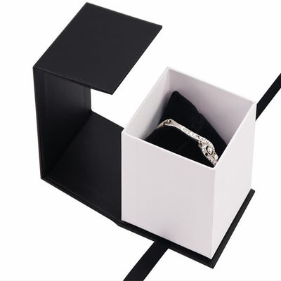 Small Fancy Paper Wedding Ring Holder Box Jewelry Rigid Cardboard Box With Flap Lid