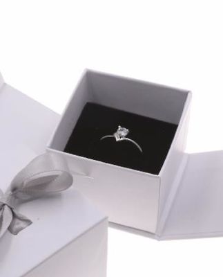 Small Fancy Paper Wedding Ring Holder Box Jewelry Rigid Cardboard Box With Flap Lid