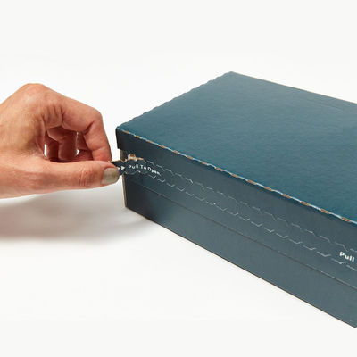 Custom Corrugated Cardboard Mailer Boxes FSC Certified Easy Tear Strip Opening Seal