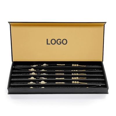 Custom Black Waist Bead Packaging Magnetic Cardboard Closure Gift Box for Custom Sizes