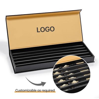 Custom Black Waist Bead Packaging Magnetic Cardboard Closure Gift Box for Custom Sizes