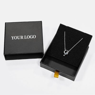 Custom Logo Foam Insert Rigid Drawer Jewelry Box for Ring Necklace Bracelet 9x9x3cm