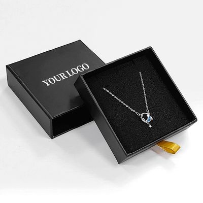Custom Logo Foam Insert Rigid Drawer Jewelry Box for Ring Necklace Bracelet 9x9x3cm