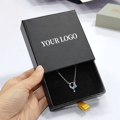 Custom Logo Foam Insert Rigid Drawer Jewelry Box for Ring Necklace Bracelet 9x9x3cm