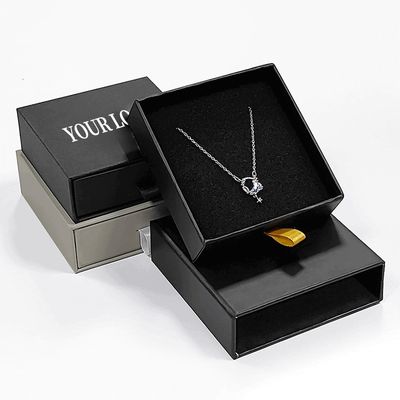 Custom Logo Foam Insert Rigid Drawer Jewelry Box for Ring Necklace Bracelet 9x9x3cm