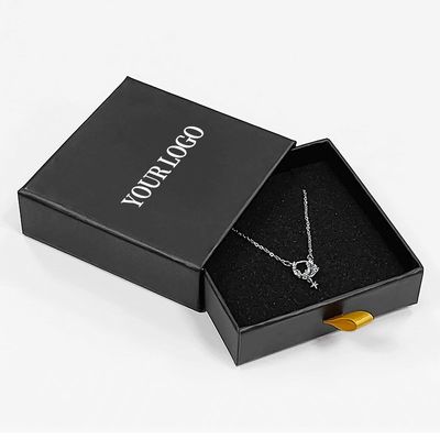 Custom Logo Foam Insert Rigid Drawer Jewelry Box for Ring Necklace Bracelet 9x9x3cm