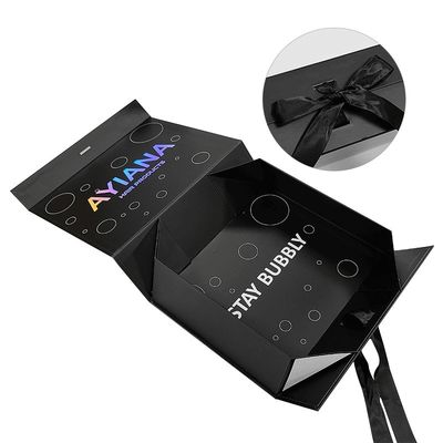 Rectangle Luxury Black Magnetic Gift Box With Paperboard Liner Custom Printing Logo