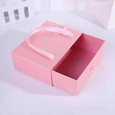 ODM OEM Acceptable. Free Sample Portable Empty Slide Out Packing Rigid Drawer Type Gift Box Bag with Ribbon