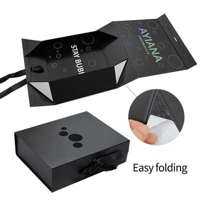 Rectangle Luxury Black Magnetic Gift Box With Paperboard Liner Custom Printing Logo