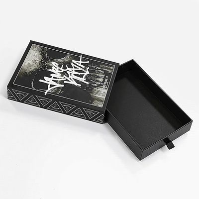 Custom Logo Printing Accepted Black Matte Sliding Gift Drawer Box with Custom Order