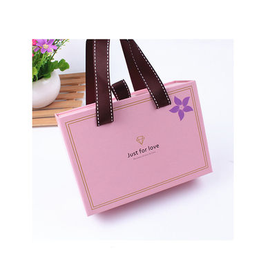 Customized Size Small Drawer Packaging Box Paper Gift Bags With Ribbon Handles