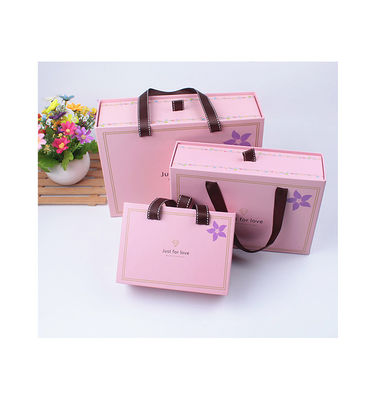Customized Size Small Drawer Packaging Box Paper Gift Bags With Ribbon Handles