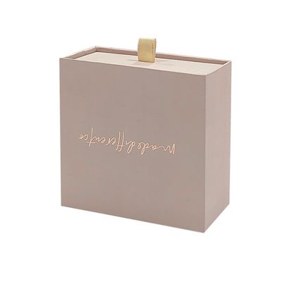 Embossing Rigid Small Jewelry Packaging Boxes Square Sliding Out Jewelry Boxes