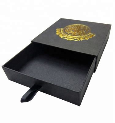 Luxury Hot Stamping Black Box Gift Packaging With CMYK Printing