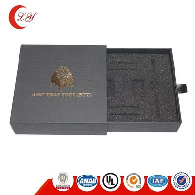 Paperboard Drawer Packaging Box Custom Texture Black Slide Out Cardboard Boxes