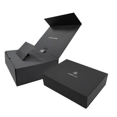 Custom Logo Black Paper Magnetic Closure Foldable Gift Box Hot Foil/UV/Varnish Finish