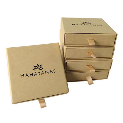 Jewellery Slide Open Gift Boxes Eco Friendly Recycled Brown Kraft Paper Boxes