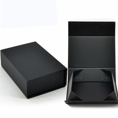 Custom Paper Folder Box Packaging Luxury Black Foldable Paper Gift Box With Ribbon