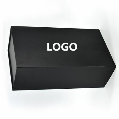 Custom Paper Folder Box Packaging Luxury Black Foldable Paper Gift Box With Ribbon