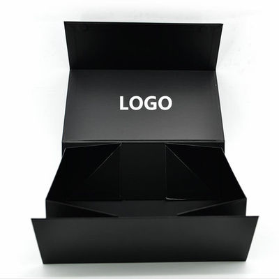 Custom Paper Folder Box Packaging Luxury Black Foldable Paper Gift Box With Ribbon