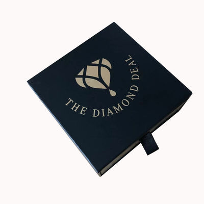 Cardboard Drawer Packaging Box Hot Stamping Black Luxury Gift Box