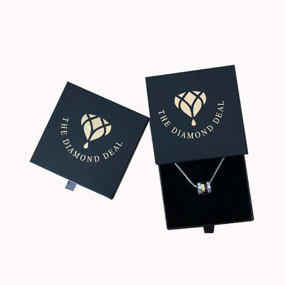 Cardboard Drawer Packaging Box Hot Stamping Black Luxury Gift Box