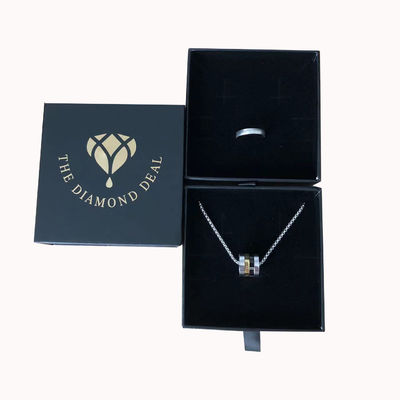 Cardboard Drawer Packaging Box Hot Stamping Black Luxury Gift Box