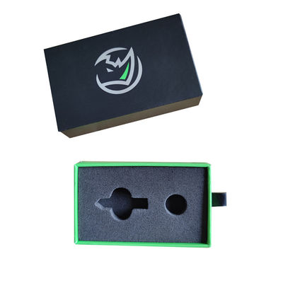 Green Paper Cardboard Stock Gift Box for Car Keychain Pull Out Drawer Custom EVA Insert