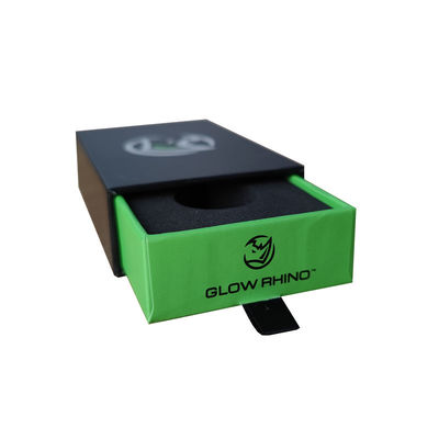 Green Paper Cardboard Stock Gift Box for Car Keychain Pull Out Drawer Custom EVA Insert