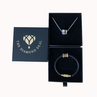 Custom Logo Printed Black Cardboard Jewelry Gift Box for Bracelets Earrings and Necklaces
