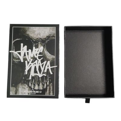 Custom Logo Skull Bone Drawer Box Sliding Black 4x6 Print Post Card Packaging Gift Box