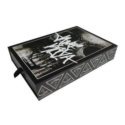 Custom Logo Skull Bone Drawer Box Sliding Black 4x6 Print Post Card Packaging Gift Box